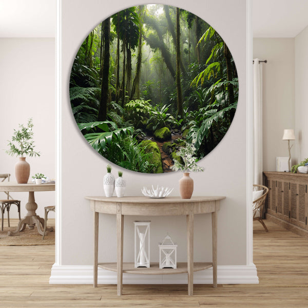 Betoverend regenwoud met weelderige planten forex muurcirkel