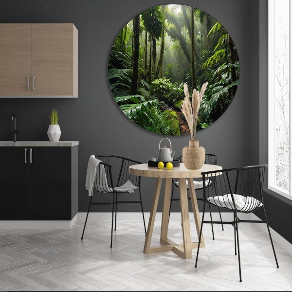 Betoverend regenwoud met weelderige planten aluminium muurcirkel