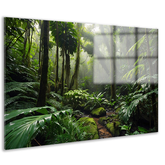 Betoverend regenwoud met weelderige planten acrylglas
