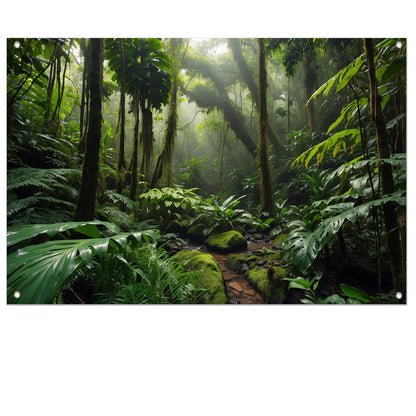 Betoverend regenwoud met weelderige planten tuinposter