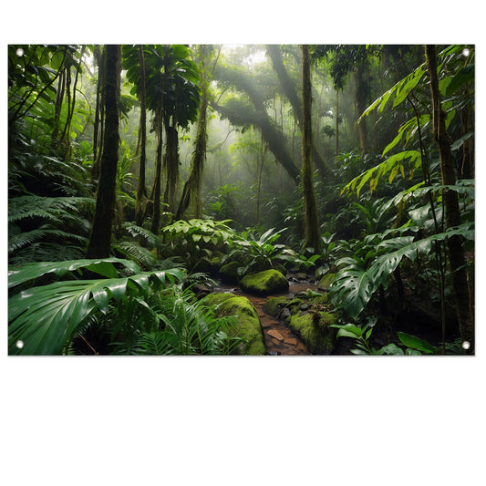Betoverend regenwoud met weelderige planten tuinposter