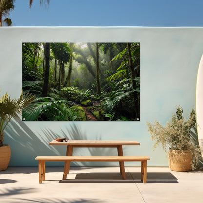 Betoverend regenwoud met weelderige planten tuinposter