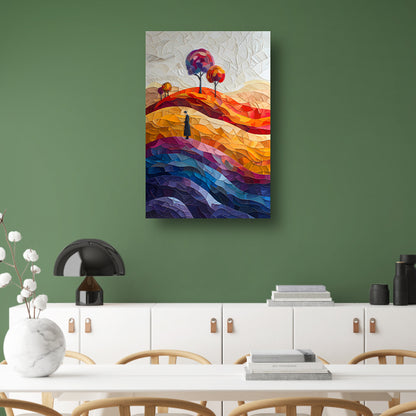 Eenzame figuur in herfstlandschap canvas met baklijst