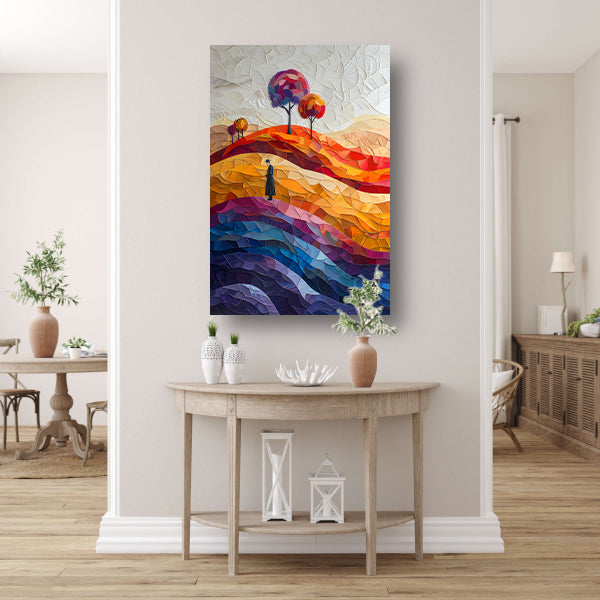 Eenzame figuur in herfstlandschap canvas met baklijst