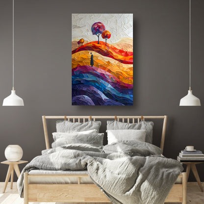 Eenzame figuur in herfstlandschap canvas met baklijst