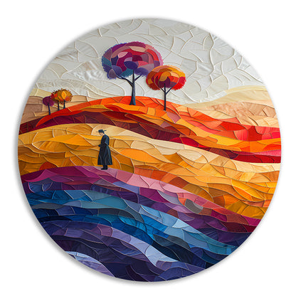 Eenzame figuur in herfstlandschap forex muurcirkel