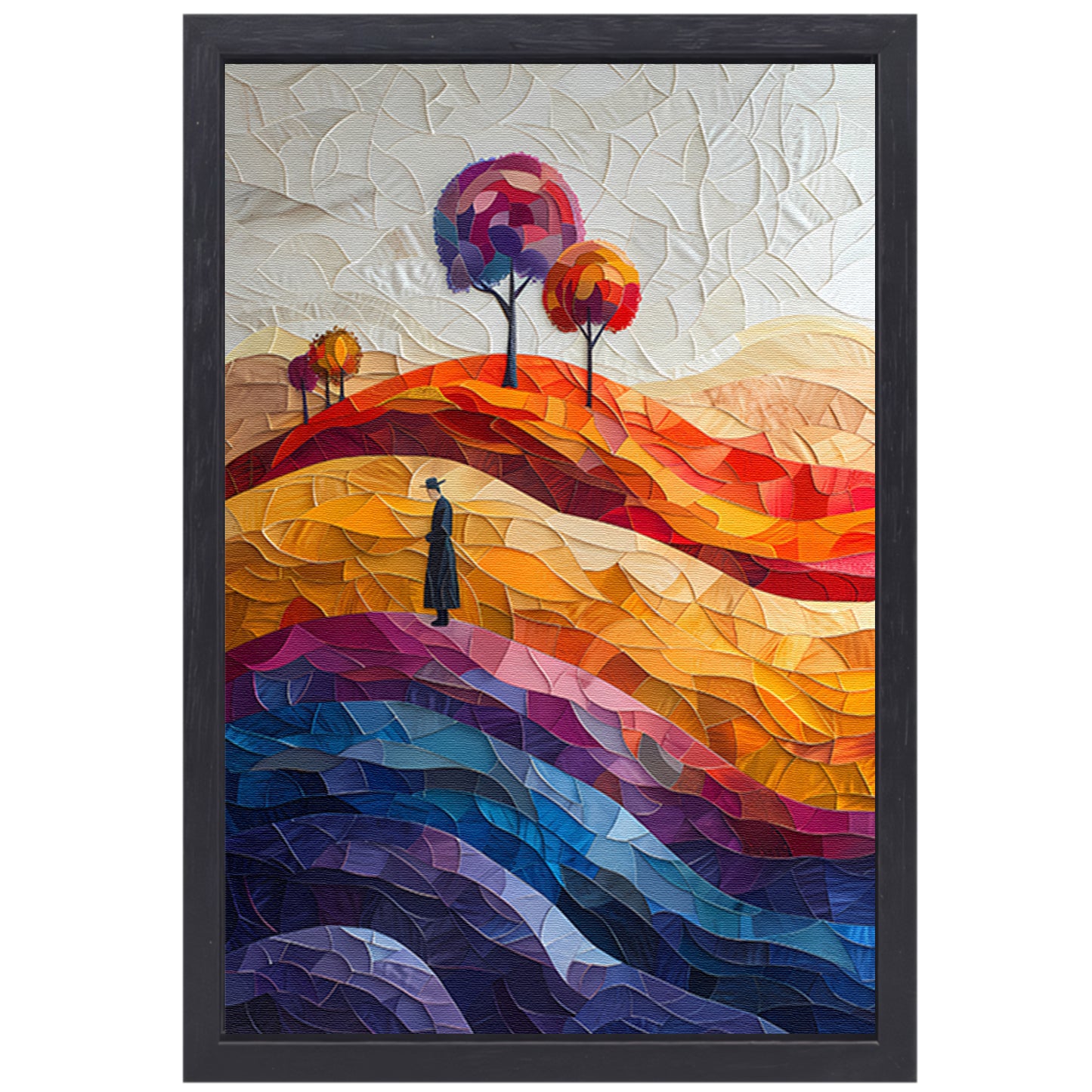 Eenzame figuur in herfstlandschap canvas met baklijst