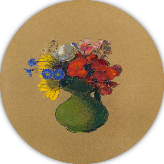 Geraniums en veldbloemen - Odilon Redon aluminium muurcirkel