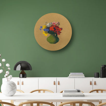 Geraniums en veldbloemen - Odilon Redon aluminium muurcirkel