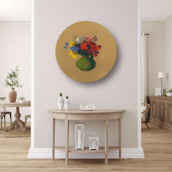 Geraniums en veldbloemen - Odilon Redon aluminium muurcirkel