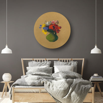 Geraniums en veldbloemen - Odilon Redon aluminium muurcirkel