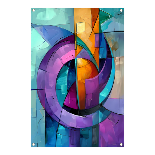 Abstract kleurrijk schilderij met geometrische vormen tuinposter