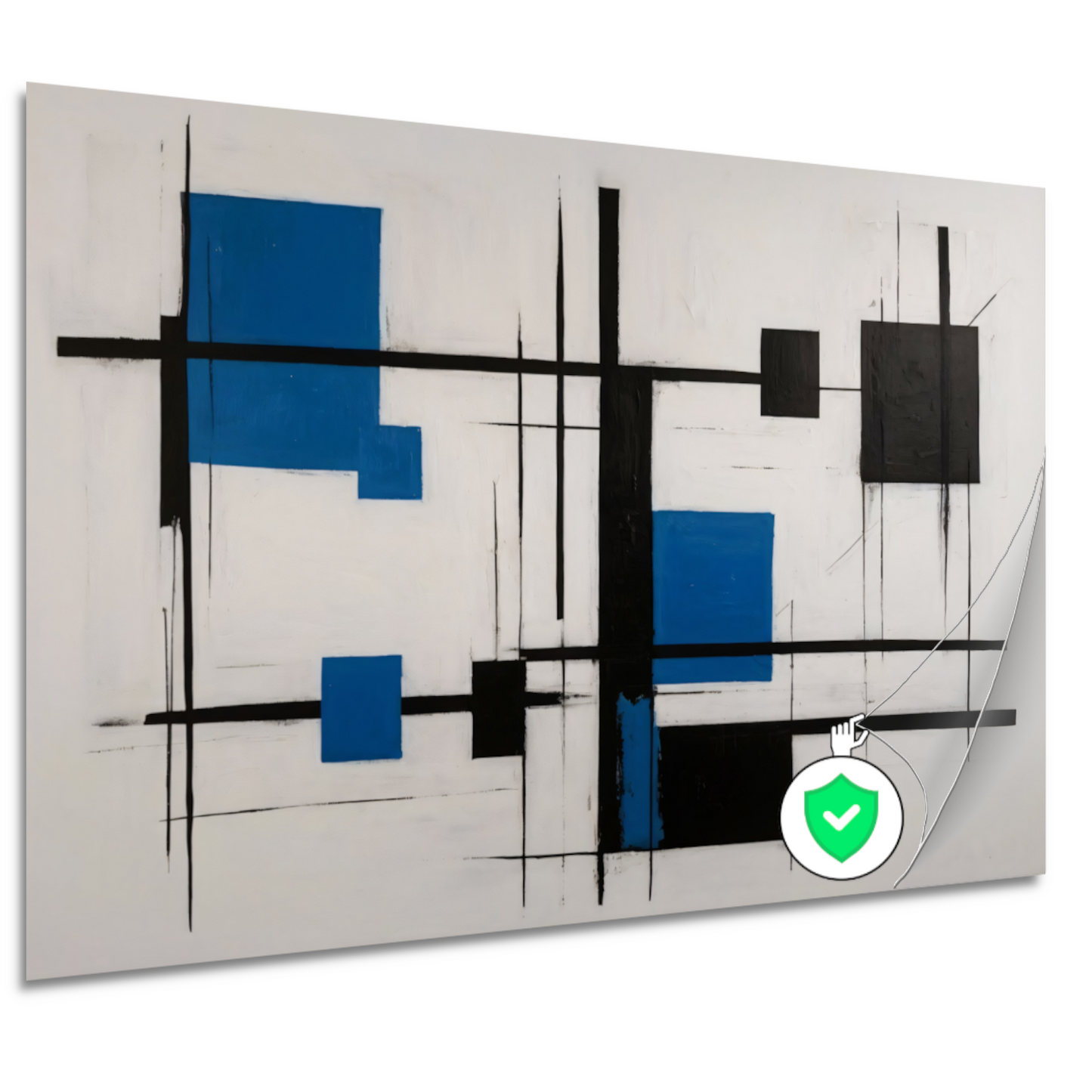 Abstracte Compositie in Zwart, Wit en Blauw poster