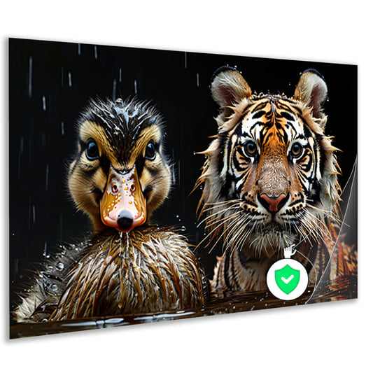 Tijger en eend in harmonie poster