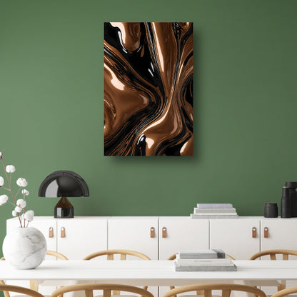 Abstracte Bronzen Wervelingen op Zwart canvas