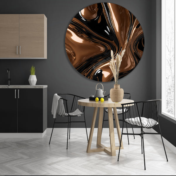 Abstracte Bronzen Wervelingen op Zwart forex muurcirkel