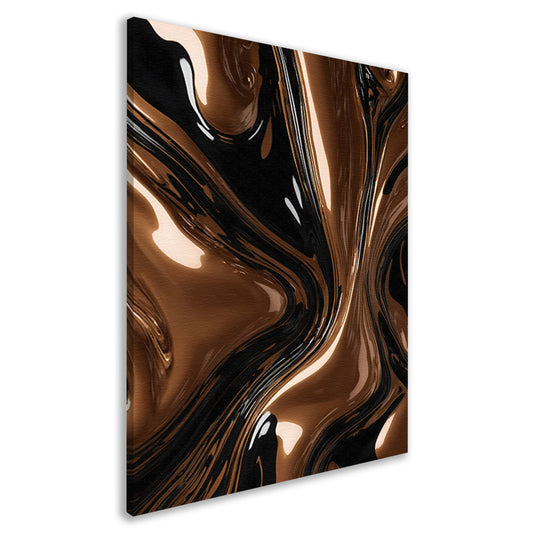 Abstracte Bronzen Wervelingen op Zwart canvas