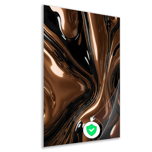 Abstracte Bronzen Wervelingen op Zwart poster