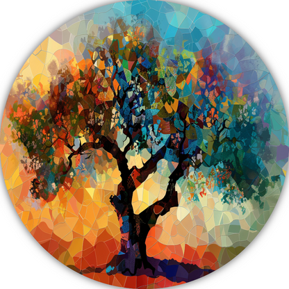 Art Nouveau Glas-in-lood Boom aluminium muurcirkel