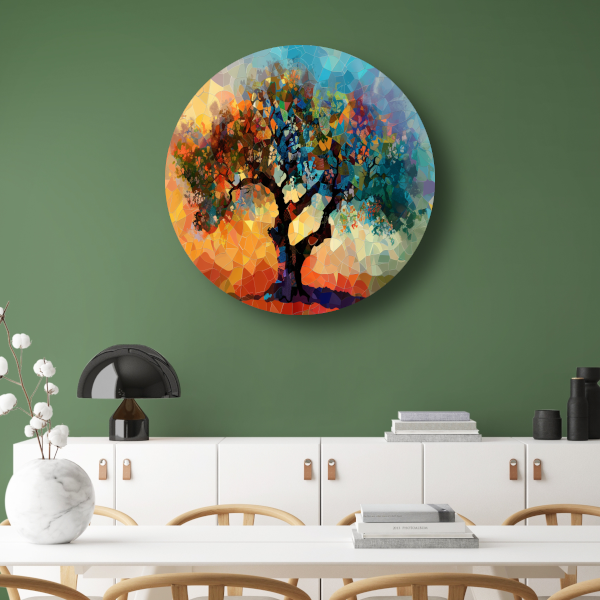 Art Nouveau Glas-in-lood Boom aluminium muurcirkel