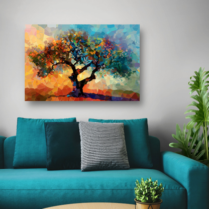 Art Nouveau Glas-in-lood Boom canvas