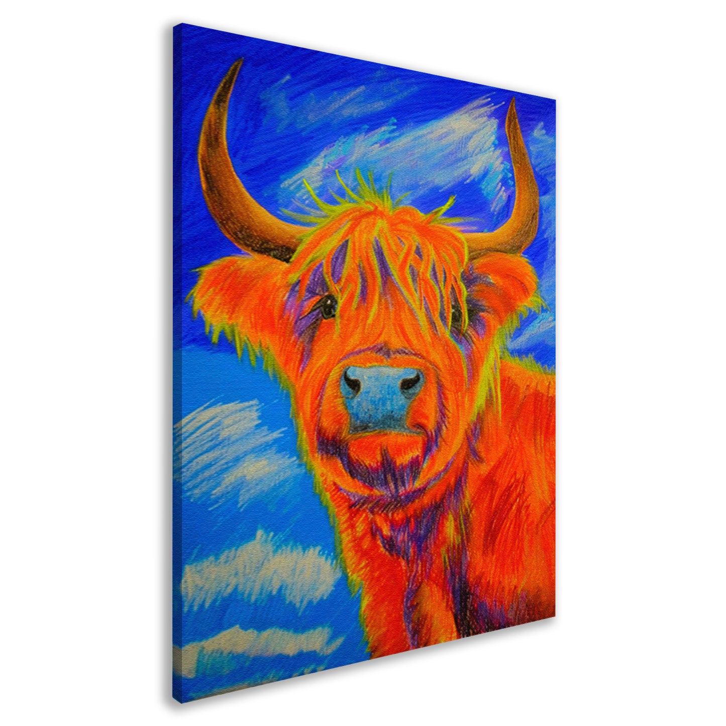 Kleurrijke moderne schilderij van Schotse Hooglander canvas