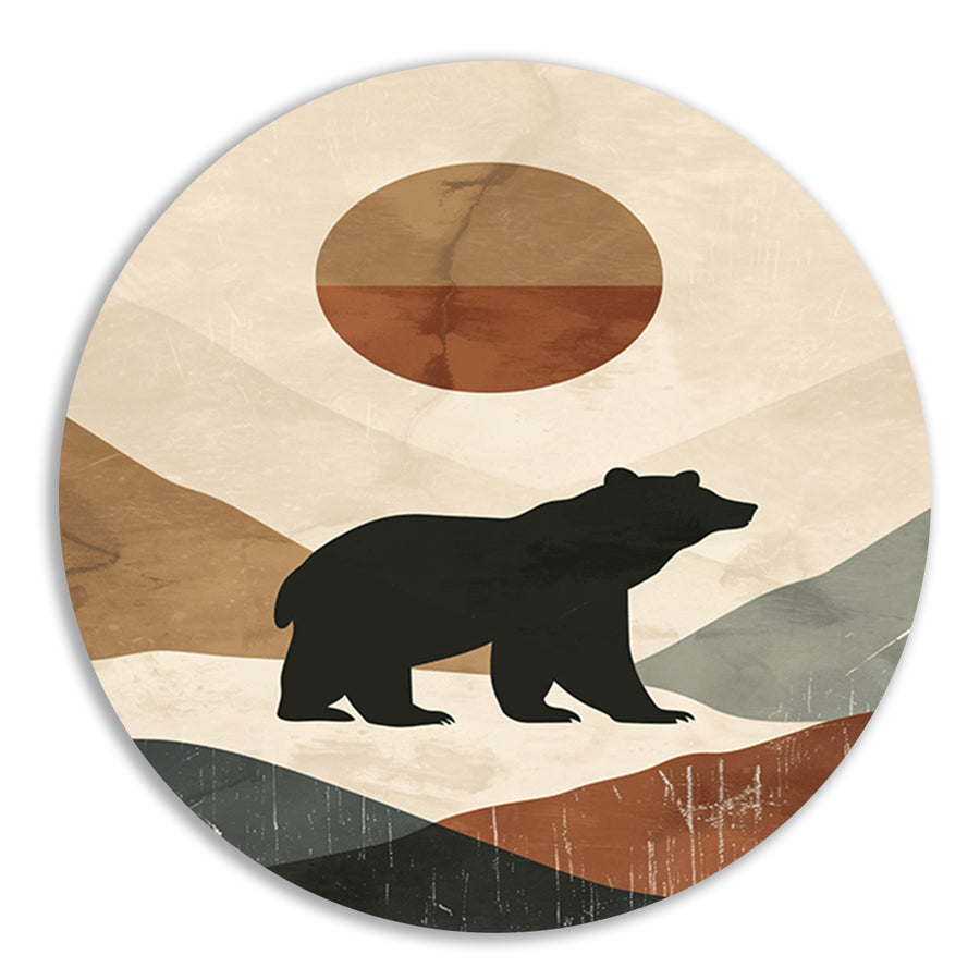 Beer in abstract landschap met geometrische zon forex muurcirkel