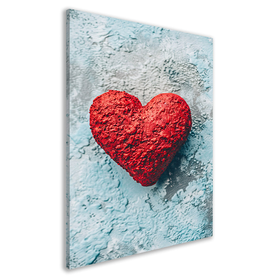 Rood popart hart op blauwe achtergrond canvas