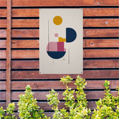 Abstracte geometrie met primaire kleuren tuinposter