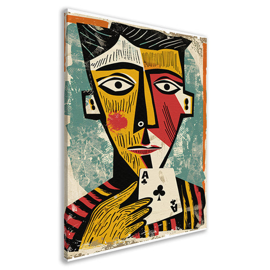 Kubistisch Portret met Kaart canvas