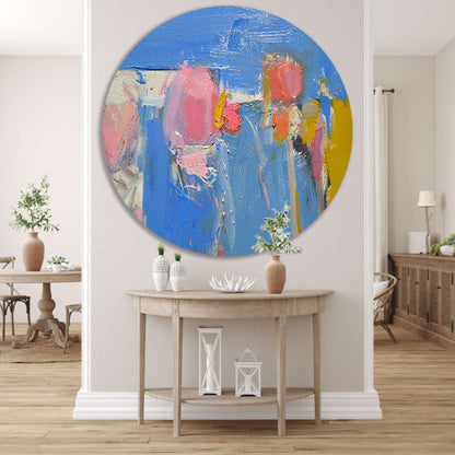 Kleurrijke abstracte expressie schilderij forex muurcirkel