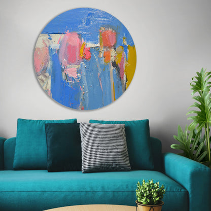Kleurrijke abstracte expressie schilderij forex muurcirkel