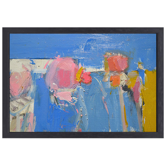Kleurrijke abstracte expressie schilderij canvas met baklijst