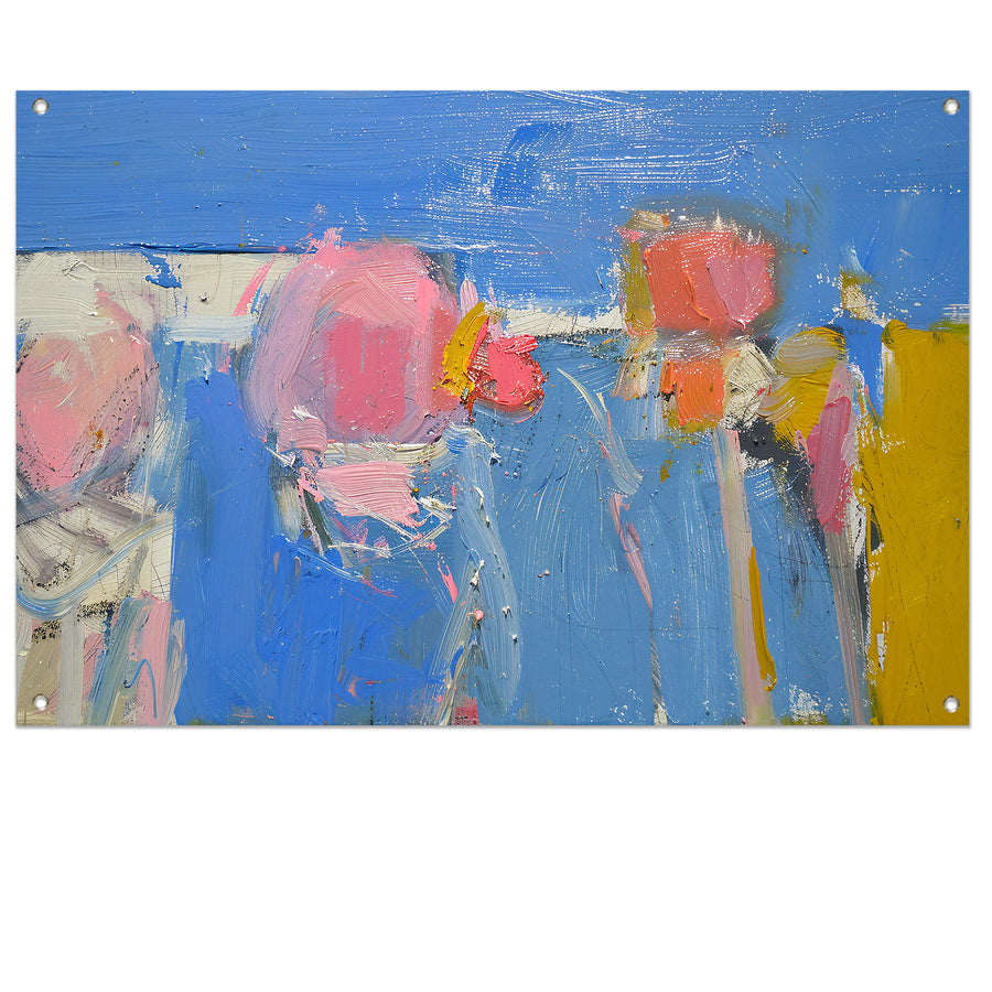 Kleurrijke abstracte expressie schilderij tuinposter