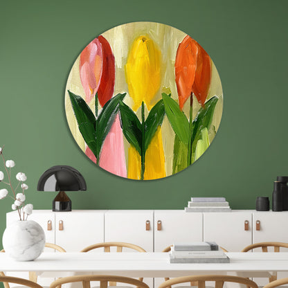Impressionistisch schilderij van kleurrijke tulpen forex muurcirkel