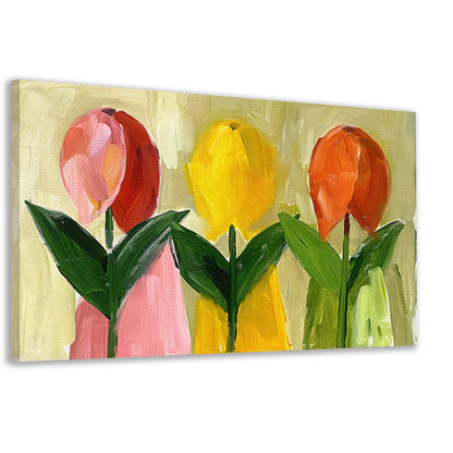 Impressionistisch schilderij van kleurrijke tulpen canvas