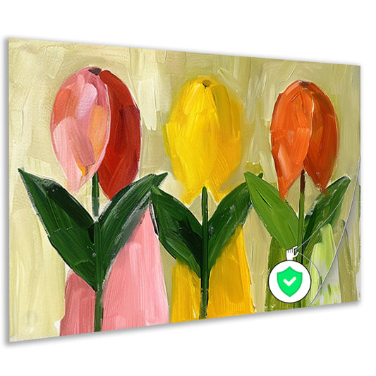 Impressionistisch schilderij van kleurrijke tulpen poster