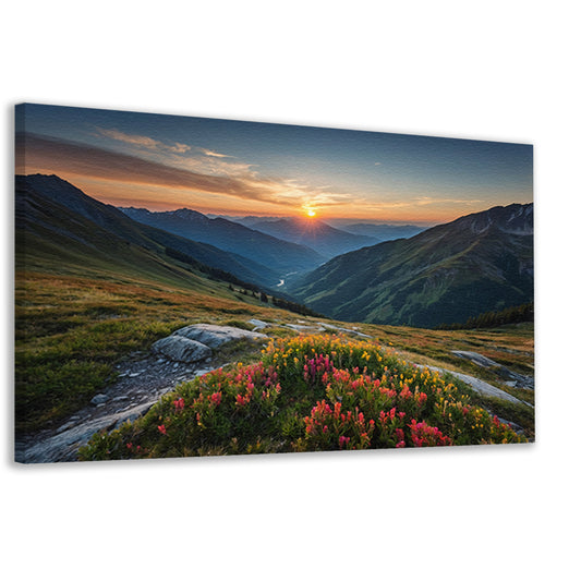 Prachtig berglandschap bij zonsondergang canvas