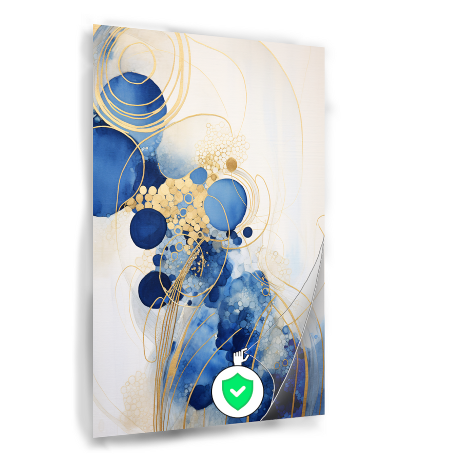 Blauwe Diepten met Gouden Accenten poster