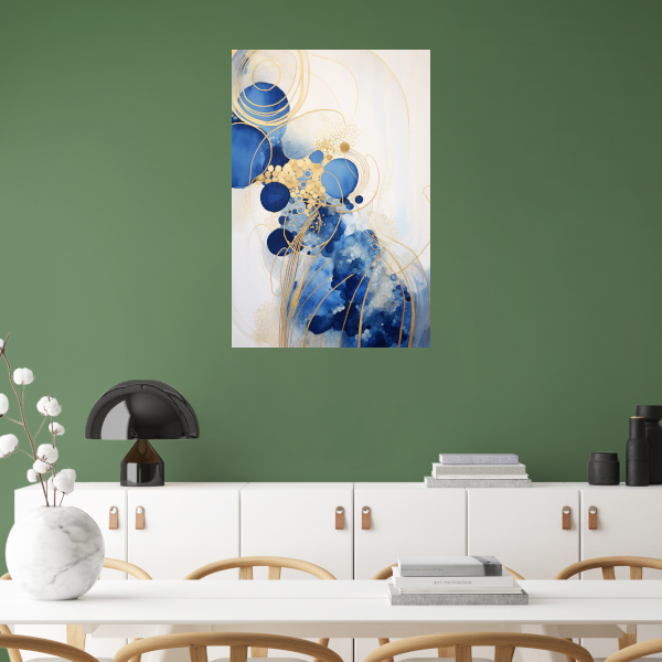 Blauwe Diepten met Gouden Accenten poster