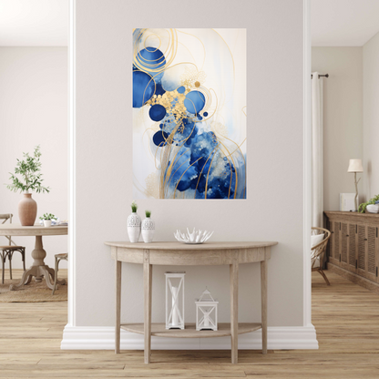 Blauwe Diepten met Gouden Accenten poster