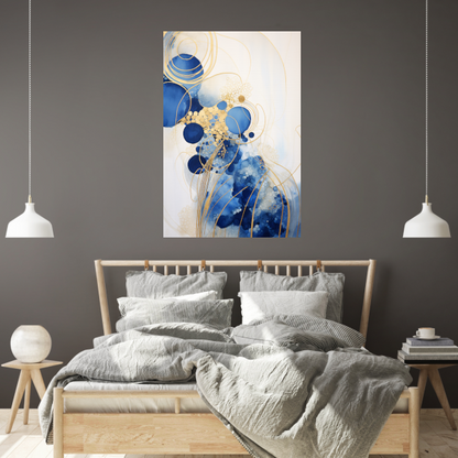 Blauwe Diepten met Gouden Accenten poster