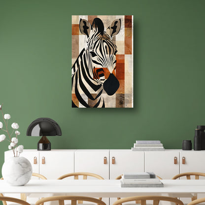 Geometrische Zebra Hoofd op Sepia Achtergrond acrylglas