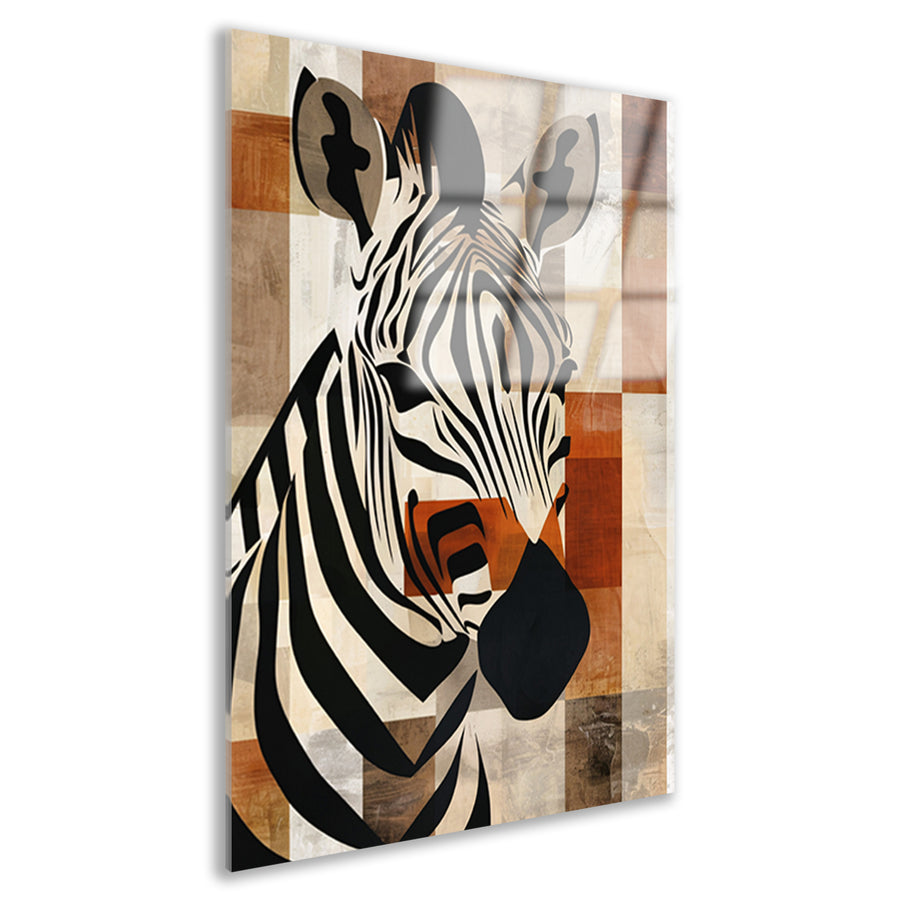 Geometrische Zebra Hoofd op Sepia Achtergrond acrylglas