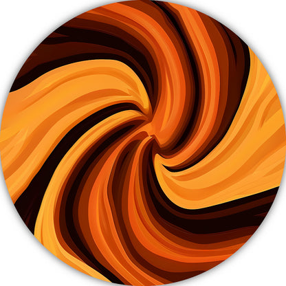 Oranje Abstracte Werveling aluminium muurcirkel