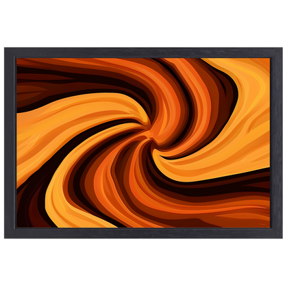 Oranje Abstracte Werveling canvas met baklijst