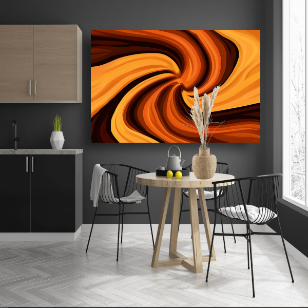 Oranje Abstracte Werveling poster
