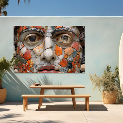 Mozaïekportret Piet Mondriaan tuinposter