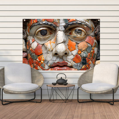 Mozaïekportret Piet Mondriaan tuinposter