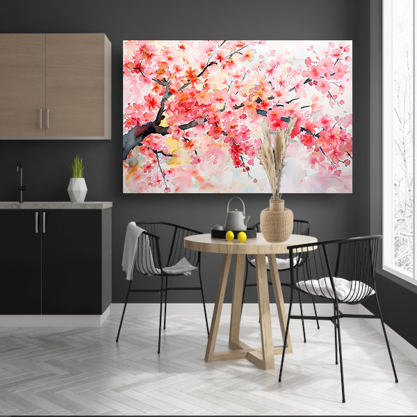 Aquarel van bloeiende kersenbloesemtakken   poster